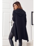 Asymmetric tunic with oversize hood, black FI589 - Online store - Boutique